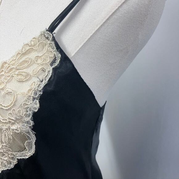 Vintage 80's Slip Dress Intimate Concepts by Terry Russo Women M Black Lace Maxi - Picture 3 of 13